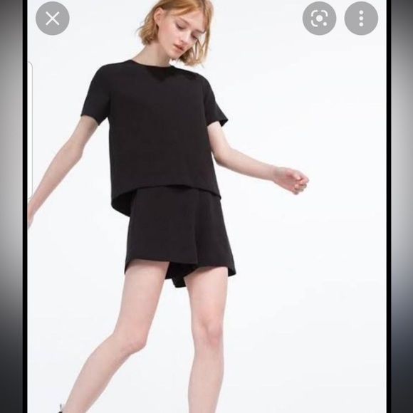 Zara Black Short sleeve Boxy Romper Size Small - Picture 1 of 7